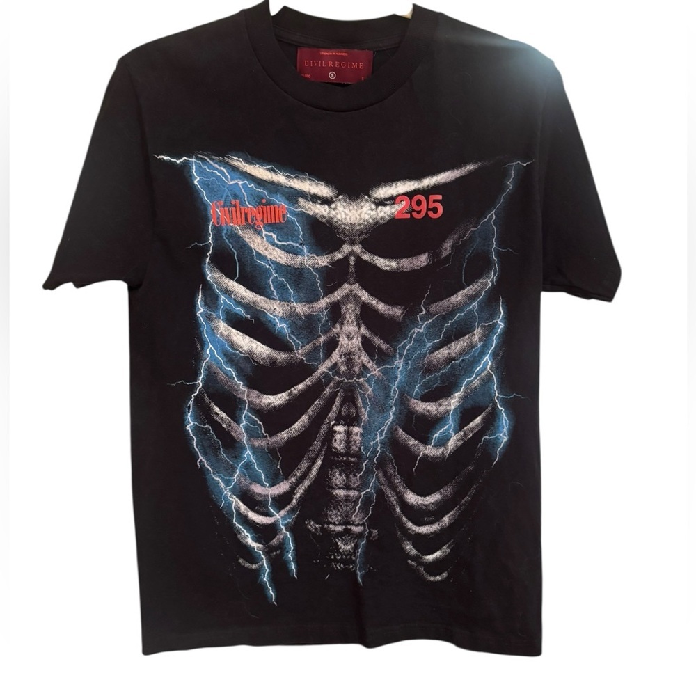 CivilRegime Black Skeleton Graphic T-Shirt